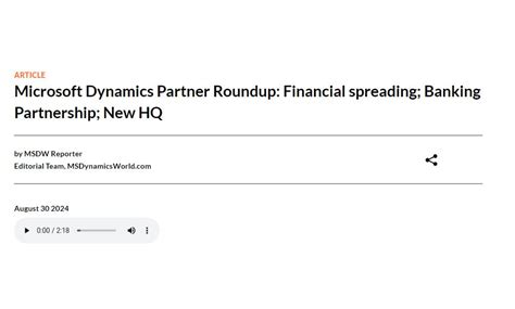 Microsoft Dynamics Partner Roundup: Financial spreading; .